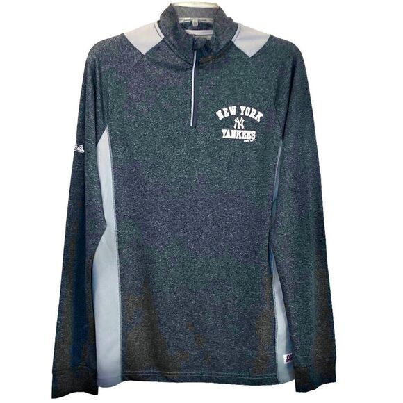 Stitches New York Yankees Quarter Zip Pullover in Blue Heather/Grey Women’s S - Picture 1 of 9